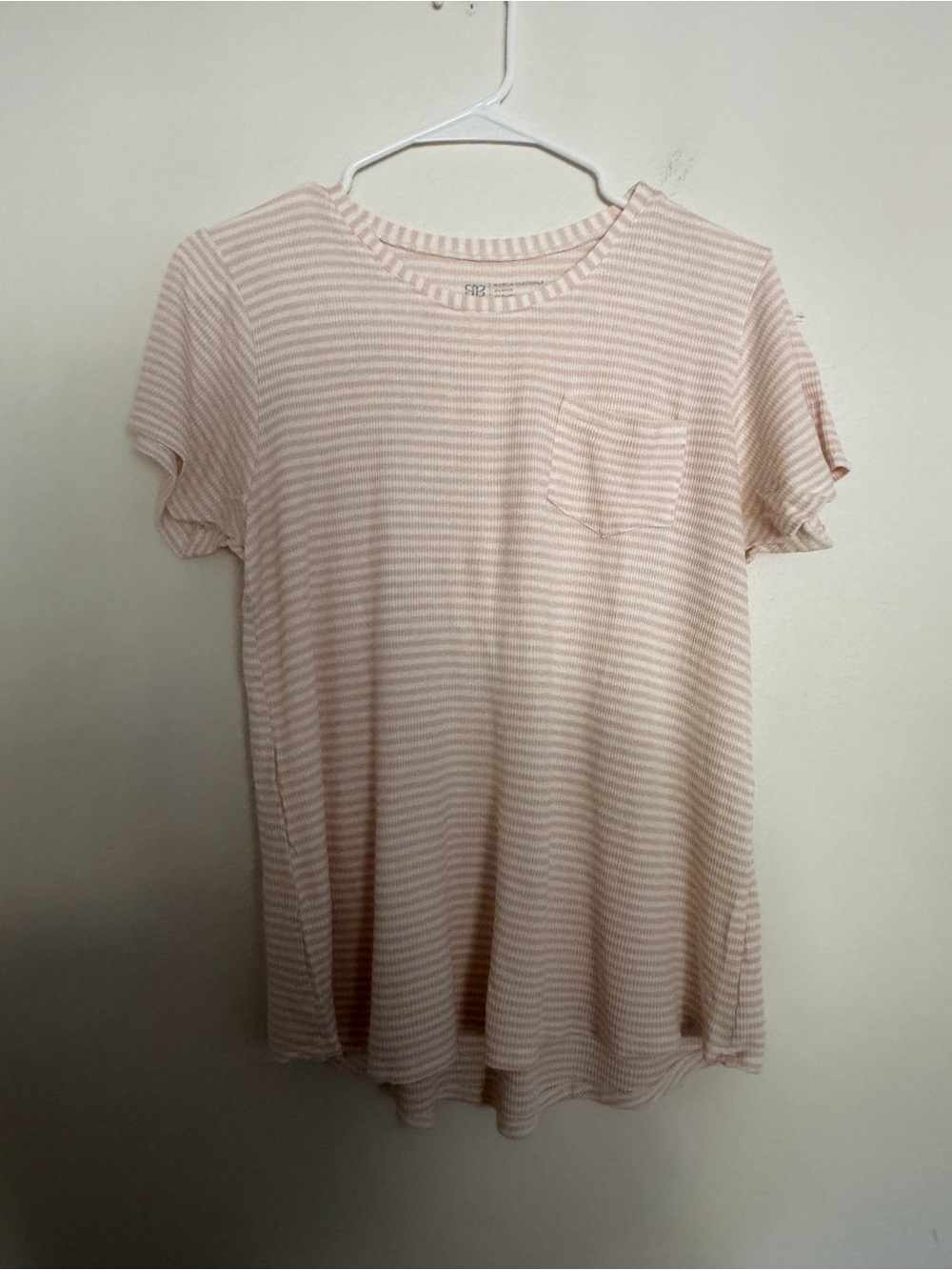 Albion Soft Peach Striped Pocket Tee